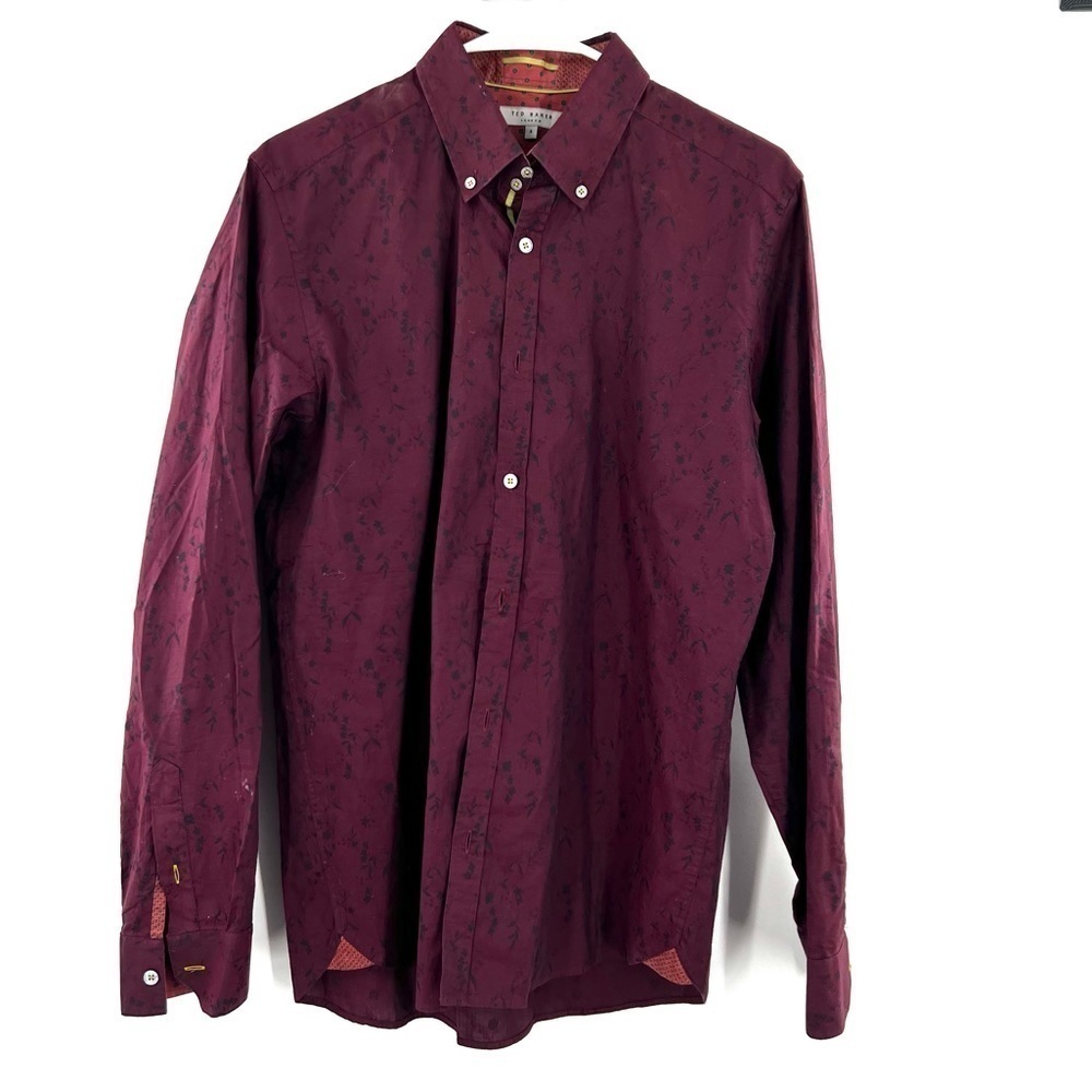 Ted Baker floral dress shirt long sleeve size 4